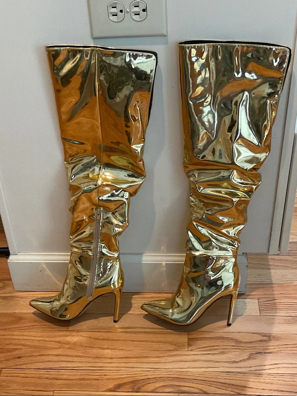 INC International Concepts Metallic Gold Over-The-Knee Stiletto Boots